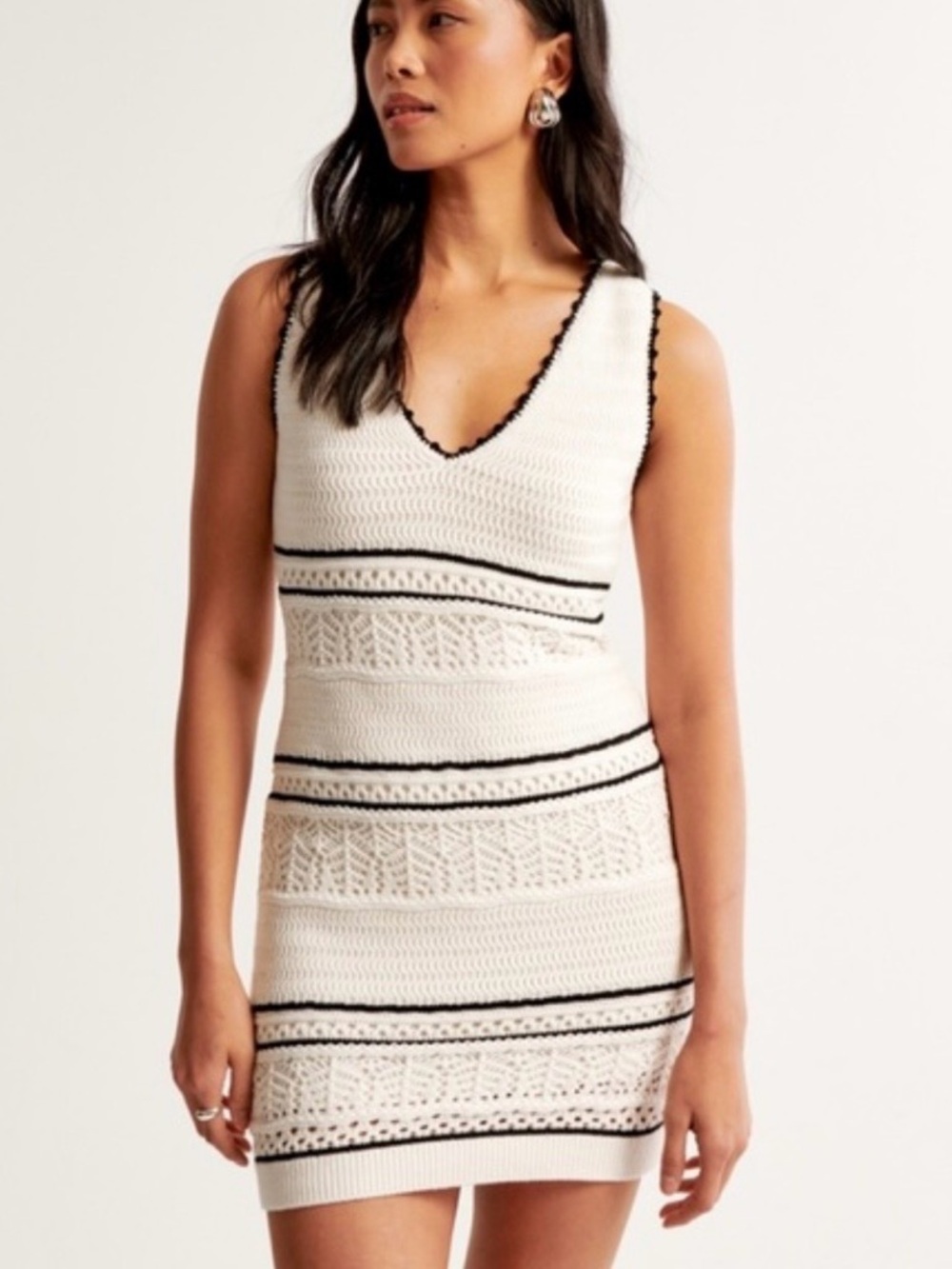 Abercrombie & Fitch Crochet-Style V-Neck Mini Dress